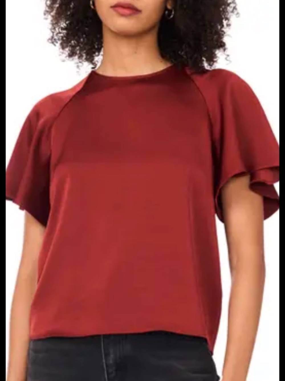 1. State Brick Red Short Flutter Sleeve Blouse